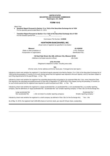 Vorschaubild Hawthorn Bancshares 10-Q Quartalsbericht  