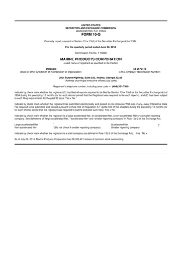 Miniature Marine Products Corporation 10-Q Rapport trimestriel  