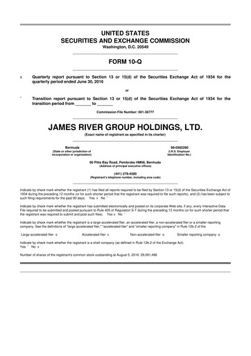 Miniature James River Group 10-Q Rapport trimestriel 2016 