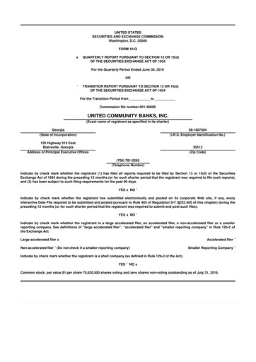Miniature United Community Bank 10-Q Rapport trimestriel  