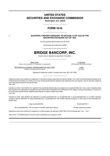 Miniature Dime Community Bancshares 10-Q Rapport trimestriel 2016 