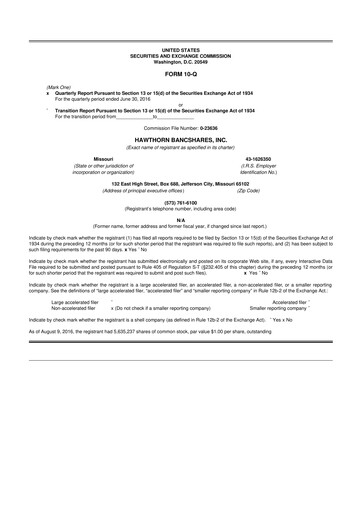 Vorschaubild Hawthorn Bancshares 10-Q Quartalsbericht  