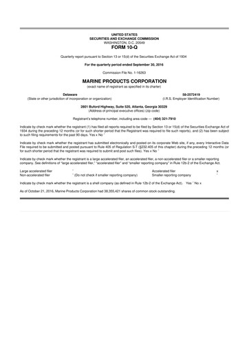 Miniature Marine Products Corporation 10-Q Rapport trimestriel  