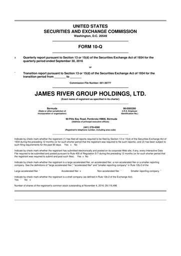 Miniature James River Group 10-Q Rapport trimestriel 2016 