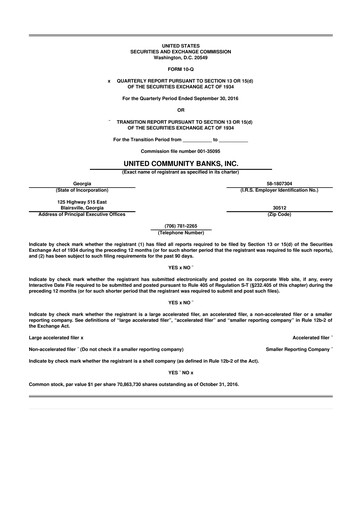 Vorschaubild United Community Bank 10-Q Quartalsbericht 2016 