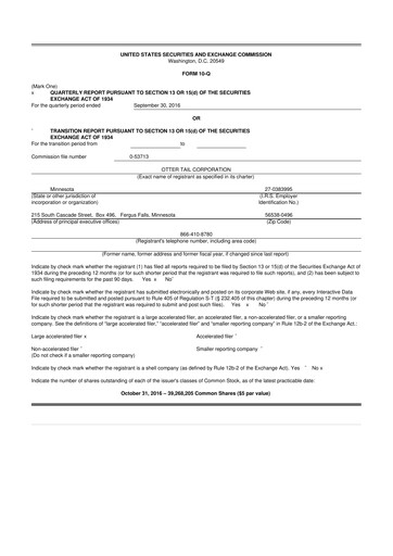Thumbnail Otter Tail 10-Q Quarterly Report FY2016 