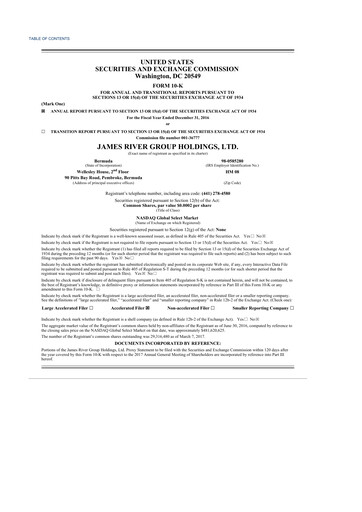 Thumbnail James River Group 10-K Annual Report 2016