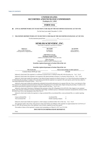 Thumbnail Semler Scientific
 10-K Annual Report 2016