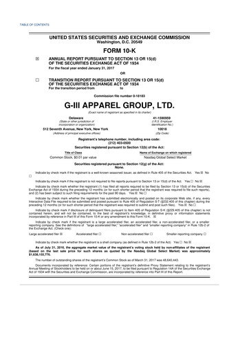 Thumbnail G-III Apparel Group 10-K Annual Report 2017