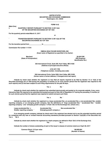 Thumbnail Omega Healthcare Investors 10-Q Quarterly Report FY2017 