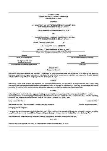 Miniature United Community Bank 10-Q Rapport trimestriel  