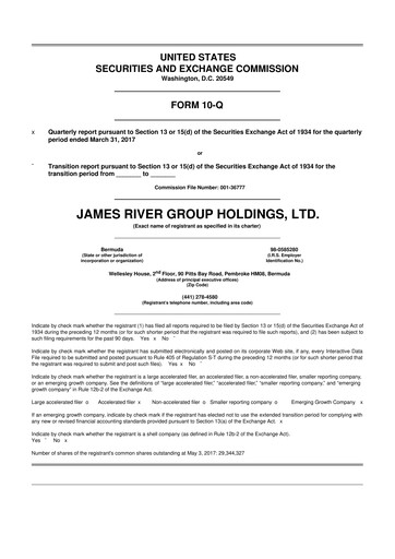 Miniature James River Group 10-Q Rapport trimestriel 2017 