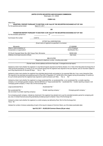 Thumbnail Otter Tail 10-Q Quarterly Report FY2017 