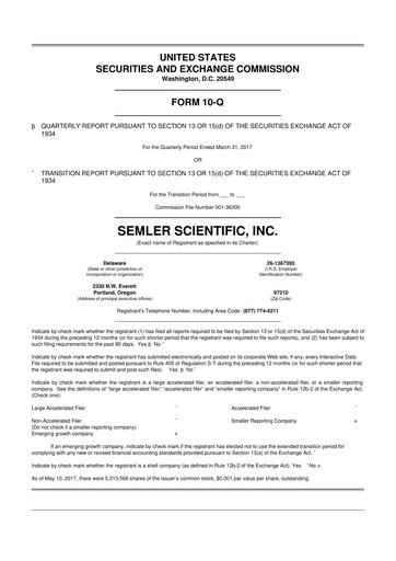 Miniature Semler Scientific
 10-Q Rapport trimestriel 2017 