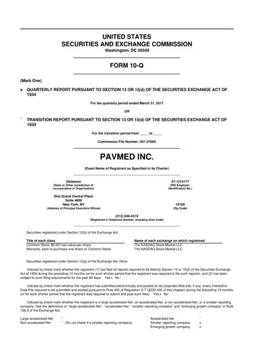 Miniature PAVmed
 10-Q Rapport trimestriel 2017 