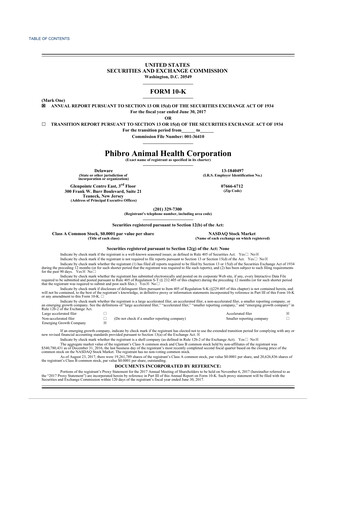 Thumbnail Phibro Animal Health
 10-K Annual Report 2017