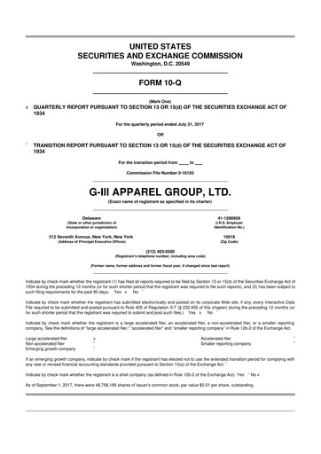 Thumbnail G-III Apparel Group 10-Q Quarterly Report FY2018 