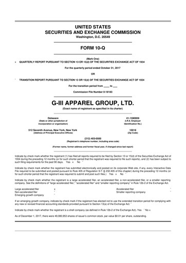 Thumbnail G-III Apparel Group 10-Q Quarterly Report FY2018 
