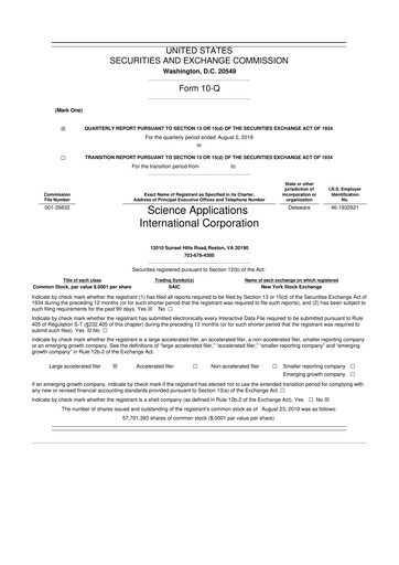 Thumbnail SAIC (Science Applications International Corp) 10-Q Quarterly Report FY2020 