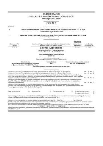 Miniature SAIC (Science Applications International Corp) 10-K Rapport annuel 2020