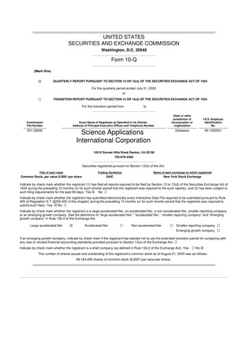Thumbnail SAIC (Science Applications International Corp) 10-Q Quarterly Report FY2021 
