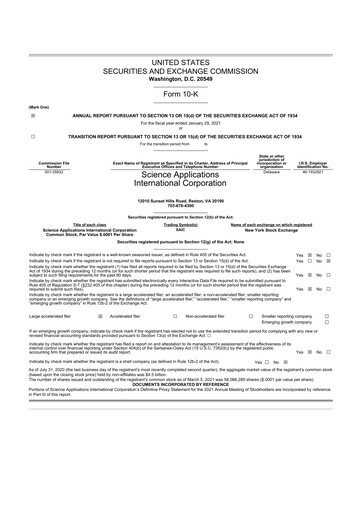 Miniature SAIC (Science Applications International Corp) 10-K Rapport annuel 2021