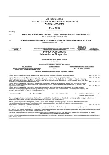 Miniature SAIC (Science Applications International Corp) 10-K Rapport annuel 2022