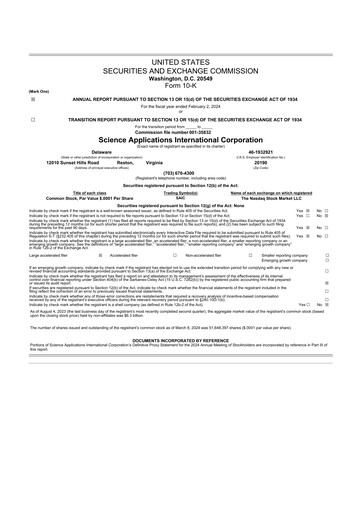 Miniature SAIC (Science Applications International Corp) 10-K Rapport annuel 2024