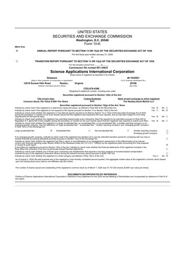 Miniature SAIC (Science Applications International Corp) 10-K Rapport annuel 2025