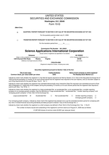 Thumbnail SAIC (Science Applications International Corp) 10-Q Quarterly Report FY2027 