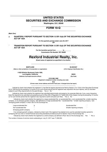 Thumbnail Rexford Industrial 10-Q Quarterly Report FY2017 