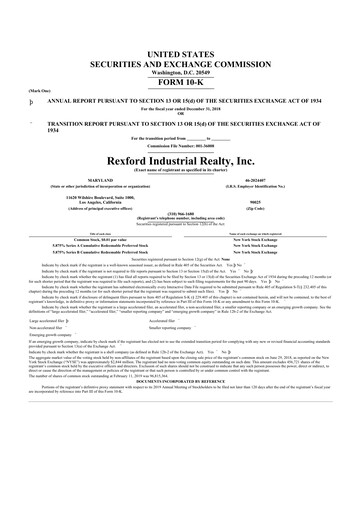 Thumbnail Rexford Industrial 10-K Annual Report 2018