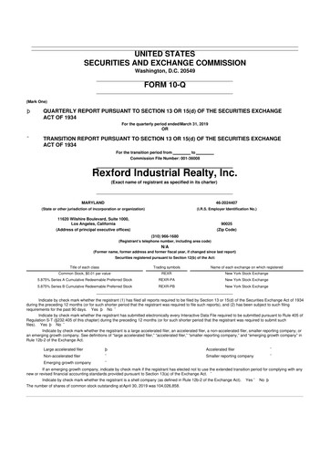 Thumbnail Rexford Industrial 10-Q Quarterly Report FY2019 