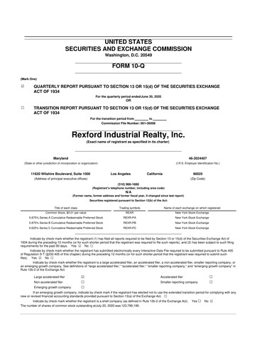 Thumbnail Rexford Industrial 10-Q Quarterly Report FY2020 