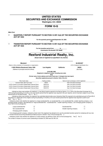 Thumbnail Rexford Industrial 10-Q Quarterly Report FY2020 