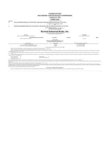 Thumbnail Rexford Industrial 10-K Annual Report 2021