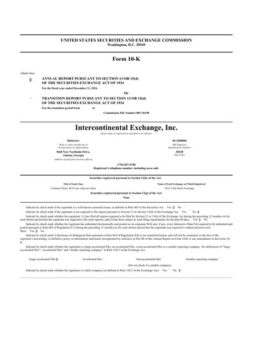 Thumbnail Intercontinental Exchange 10-K Annual Report 2016