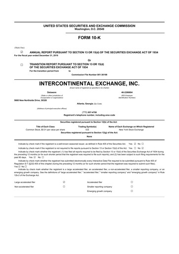 Thumbnail Intercontinental Exchange 10-K Annual Report 2019