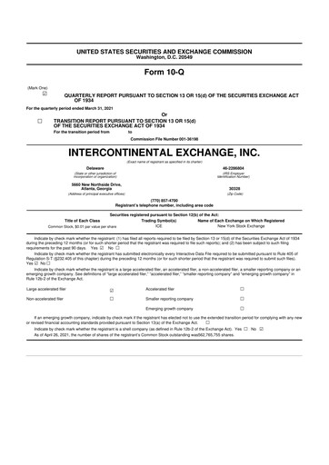 Miniature Intercontinental Exchange 10-Q Rapport trimestriel 2021 