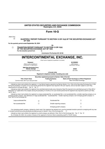 Miniature Intercontinental Exchange 10-Q Rapport trimestriel 2024 