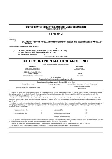Miniature Intercontinental Exchange 10-Q Rapport trimestriel 2025 