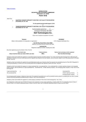 Miniature Dell 10-Q Rapport trimestriel 2020 