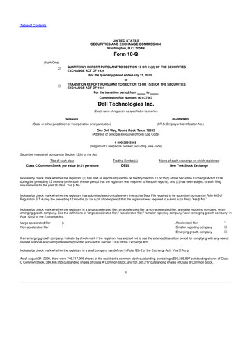 Miniature Dell 10-Q Rapport trimestriel 2021 