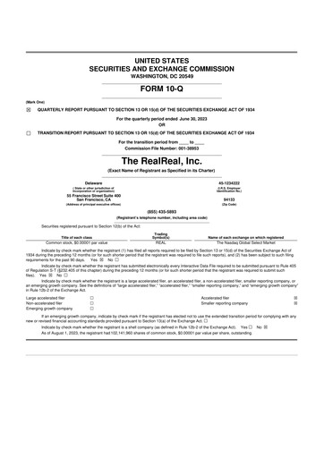 Thumbnail The RealReal
 10-Q Quarterly Report FY2023 