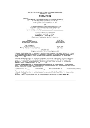 Vorschaubild Murphy USA
 10-Q Quartalsbericht 2014 