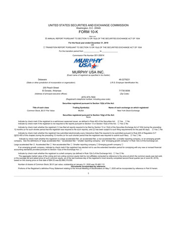 Thumbnail Murphy USA
 10-K Annual Report 2019