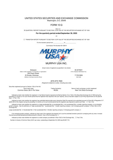 Vorschaubild Murphy USA
 10-Q Quartalsbericht 2020 