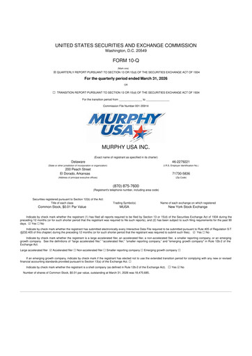 Thumbnail Murphy USA
 10-Q Quarterly Report FY 