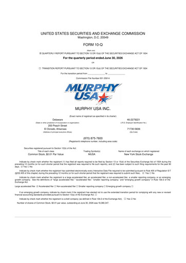 Thumbnail Murphy USA
 10-Q Quarterly Report FY2026 