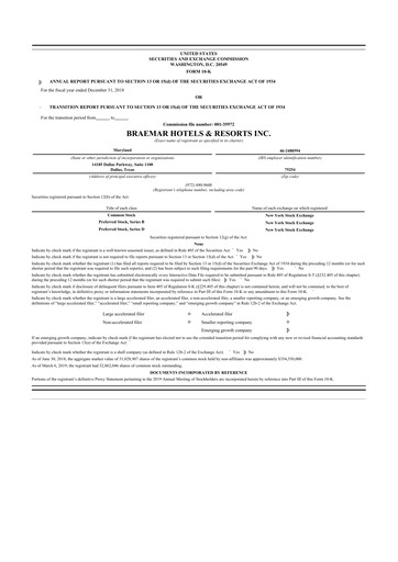 Thumbnail Braemar Hotels & Resorts

 10-K Annual Report 2018